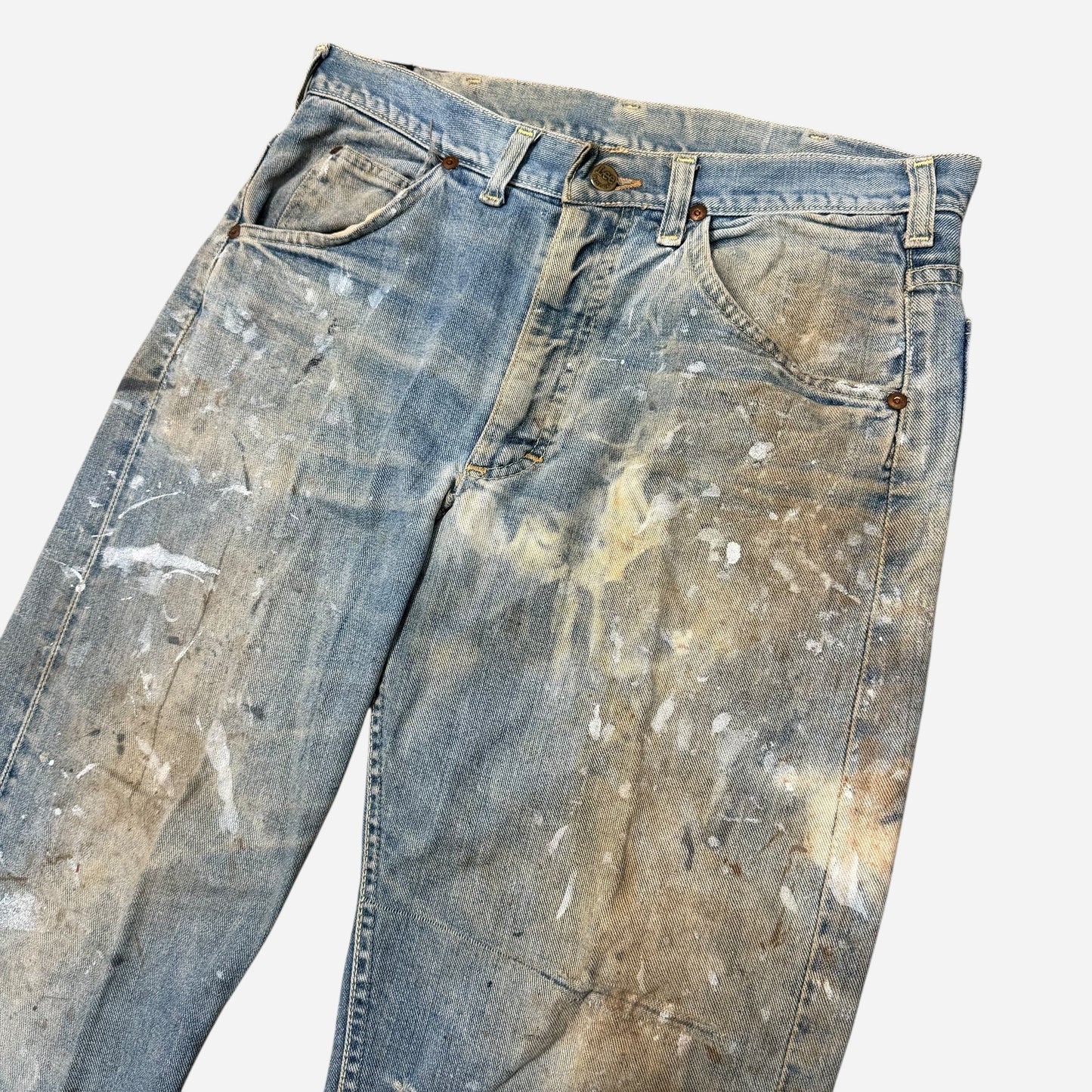 1960s Lee Riders paint splattered half selvedge jeans (32w)