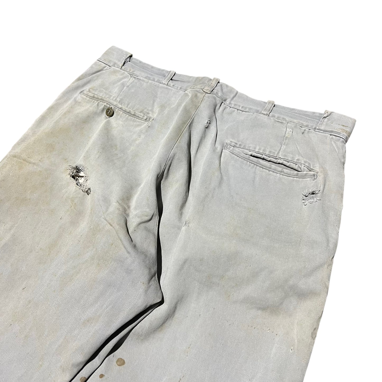 1950s Gray sail cloth chino work pants (34w)