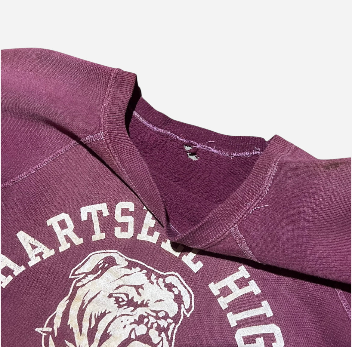 1950s Burgundy red bulldog high school sweatshirt (S)
