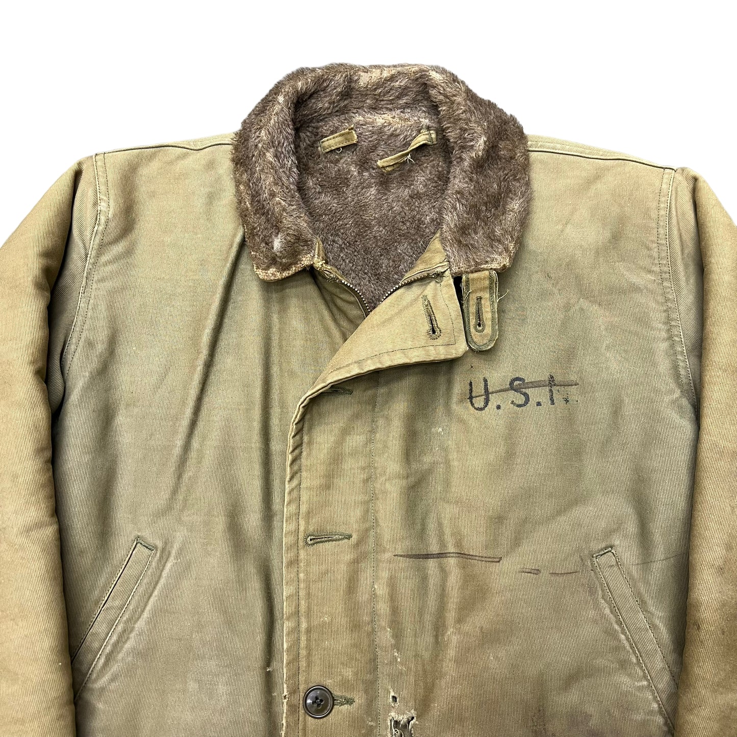 1940s WWII USN deck jacket distressed (L)