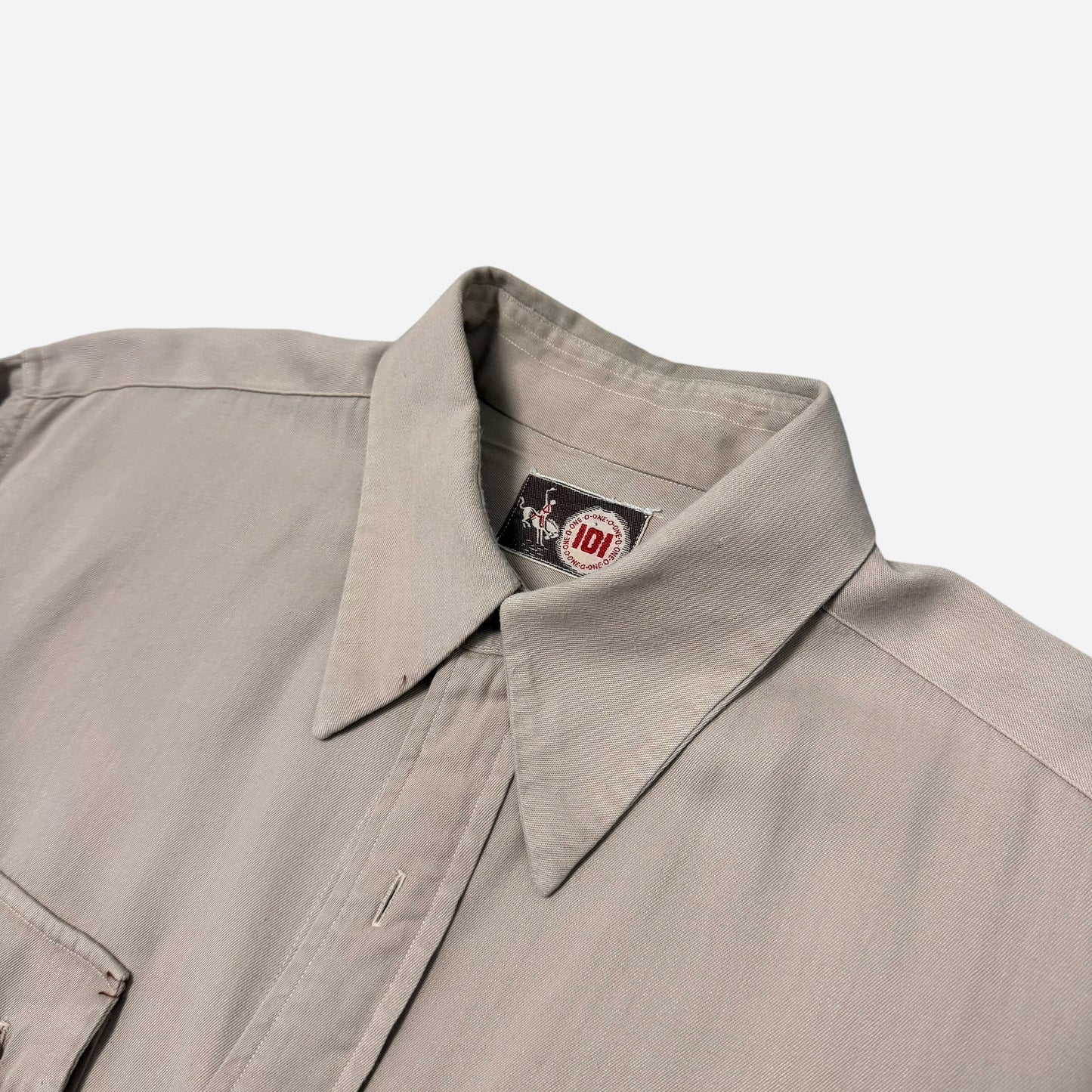 1950s 101 Montgomery Ward rayon gabardine tan/brown western style shirt (XL)