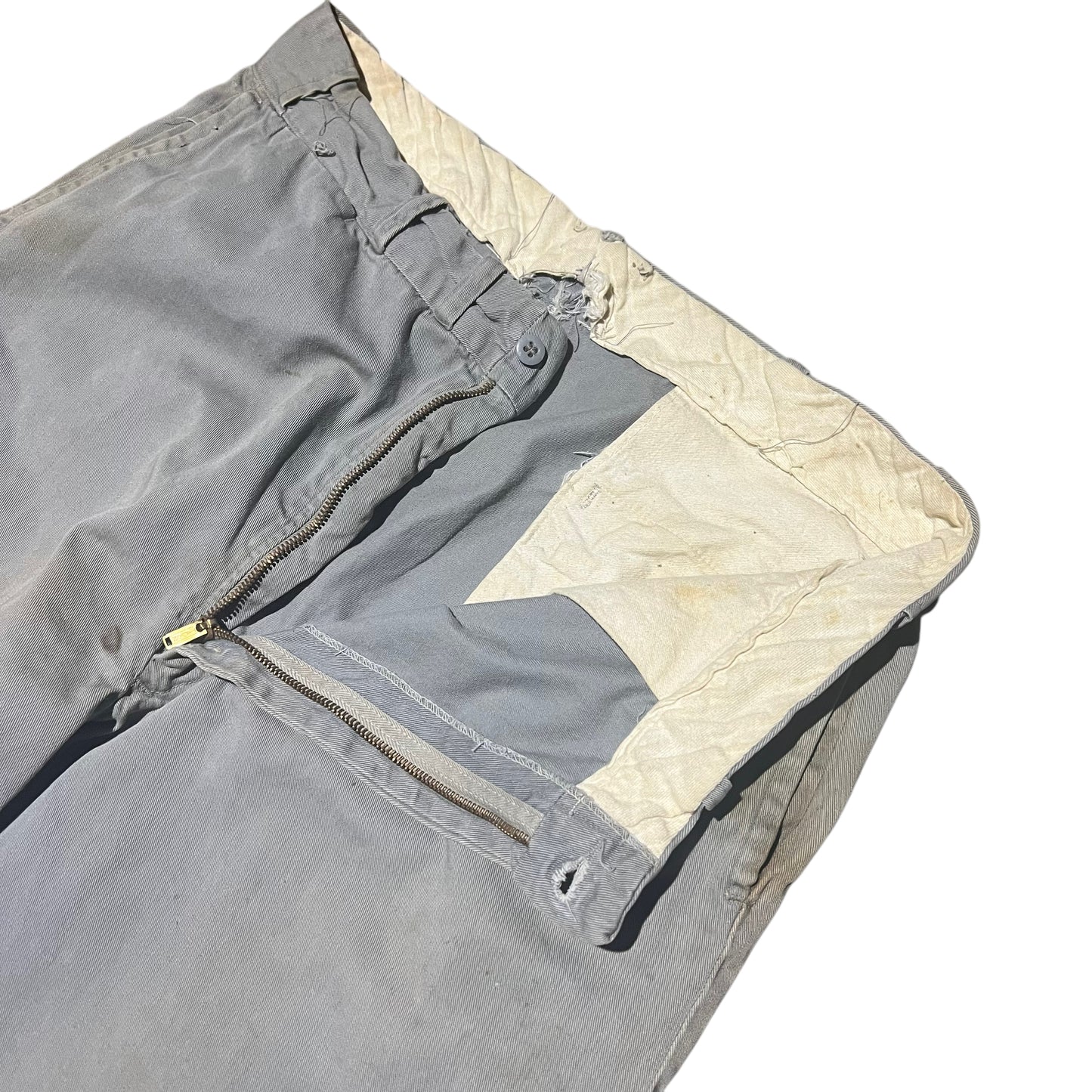 1950s Gray sail cloth khaki chino work pants (34w)