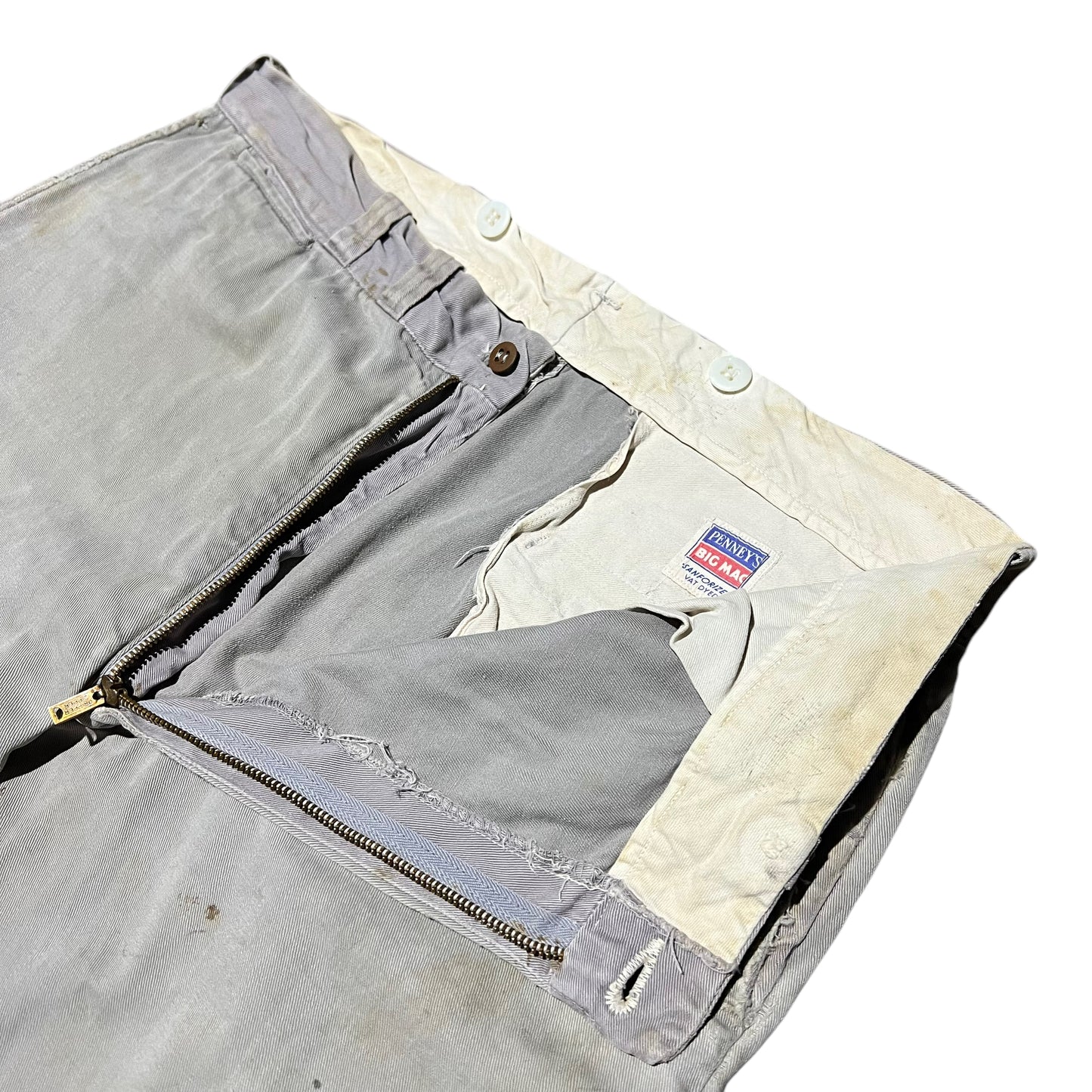 1950s Penney’s Big Mac sail cloth gray chino work pants (34w)