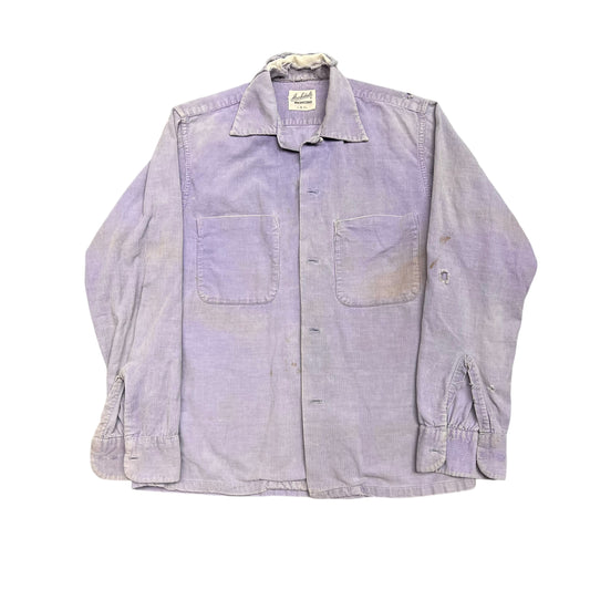 1950s Purple corduroy loop collar shirt flannel (S)