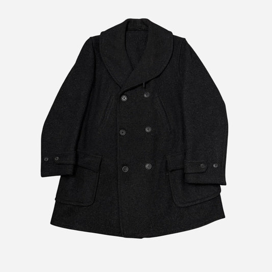 1930s Field & Stream black wool double breasted mackinaw coat (L/XL)