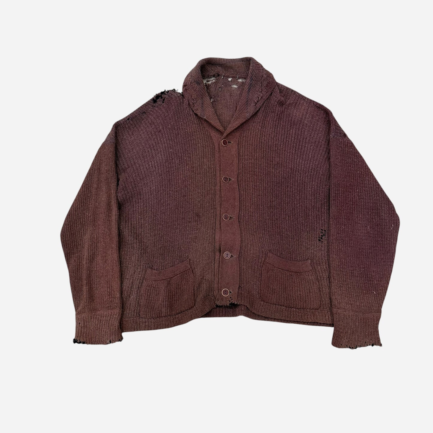 1930s Sun faded red cotton cardigan (XL)