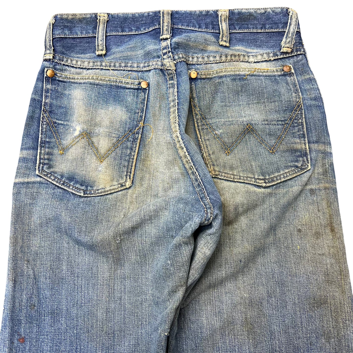 1960s Wrangler Blue Bell faded distressed cowboy denim jeans (30w)