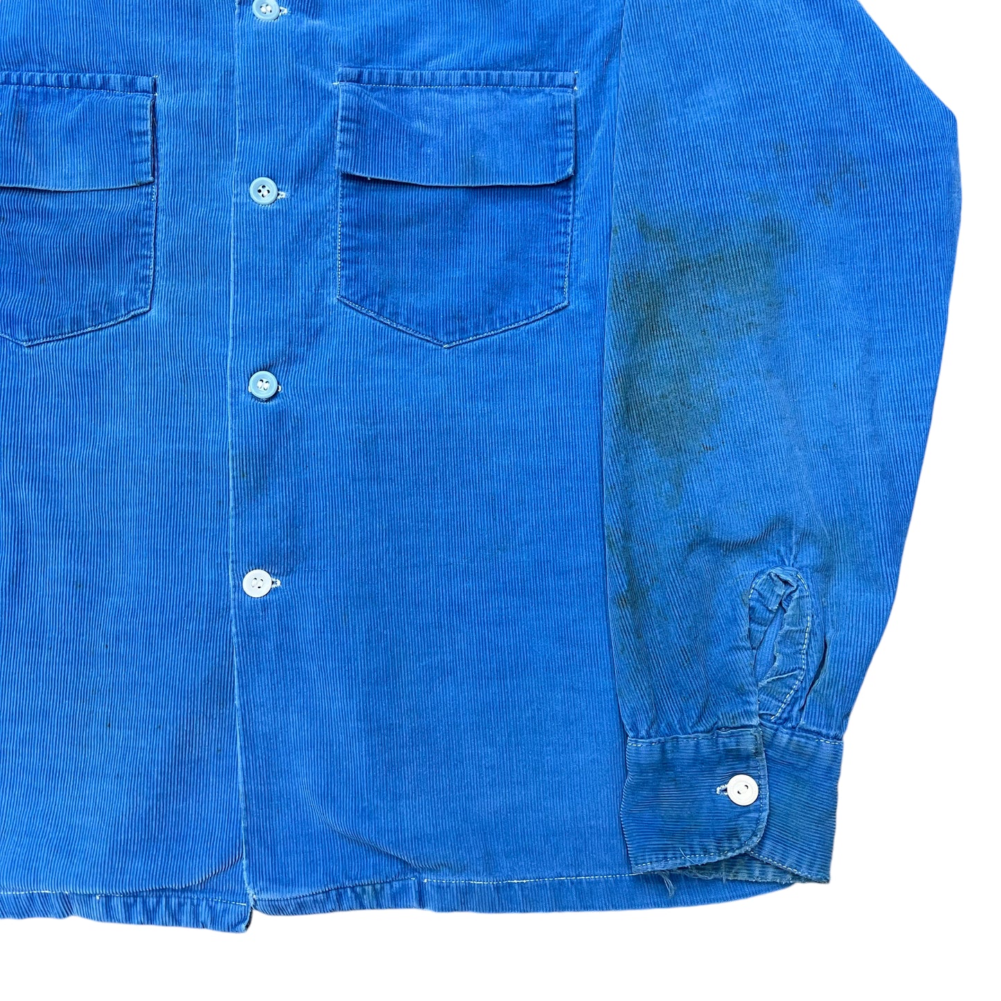 1950s Blue corduroy button up shirt (S/M)