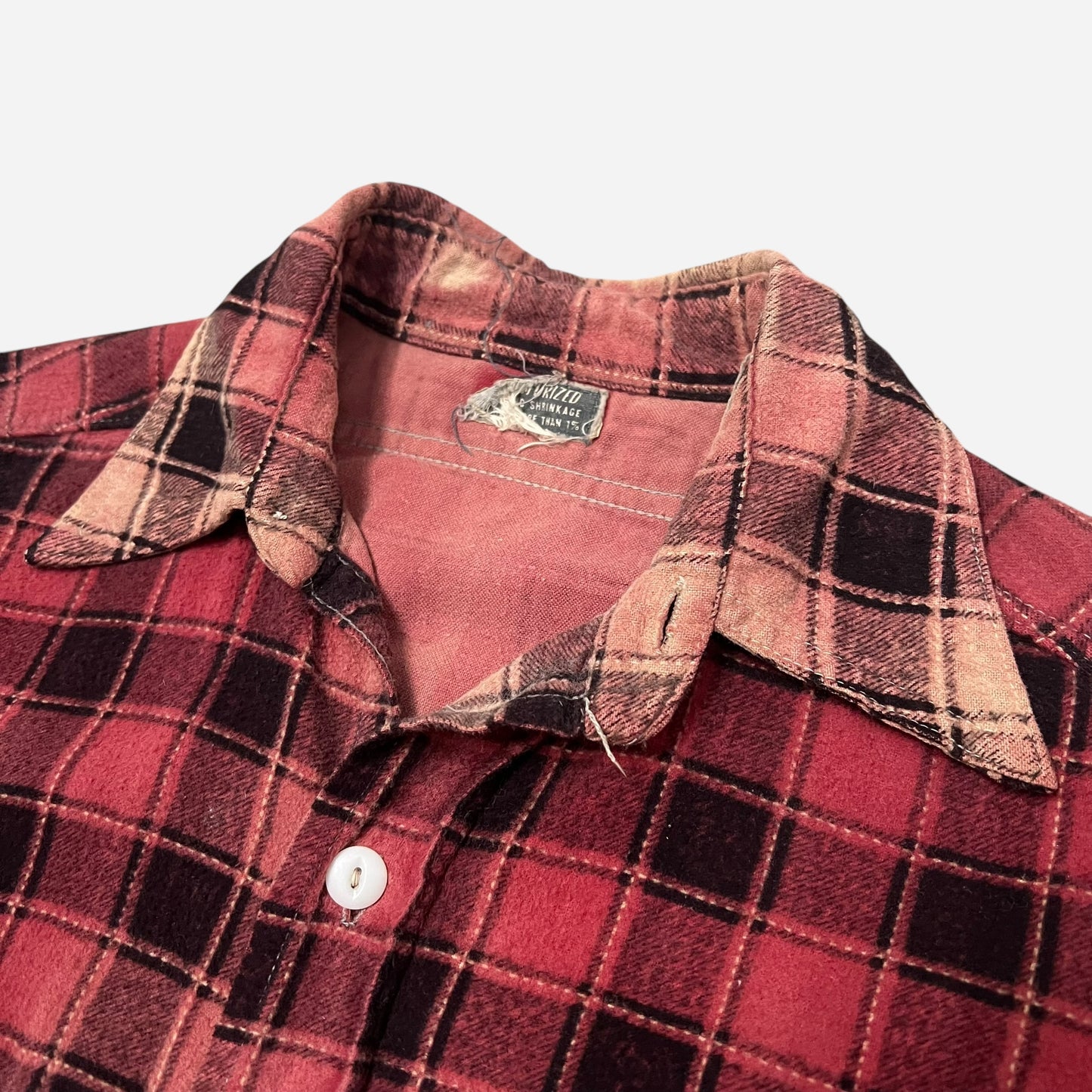 1940s Cotton red plaid flannel (M)