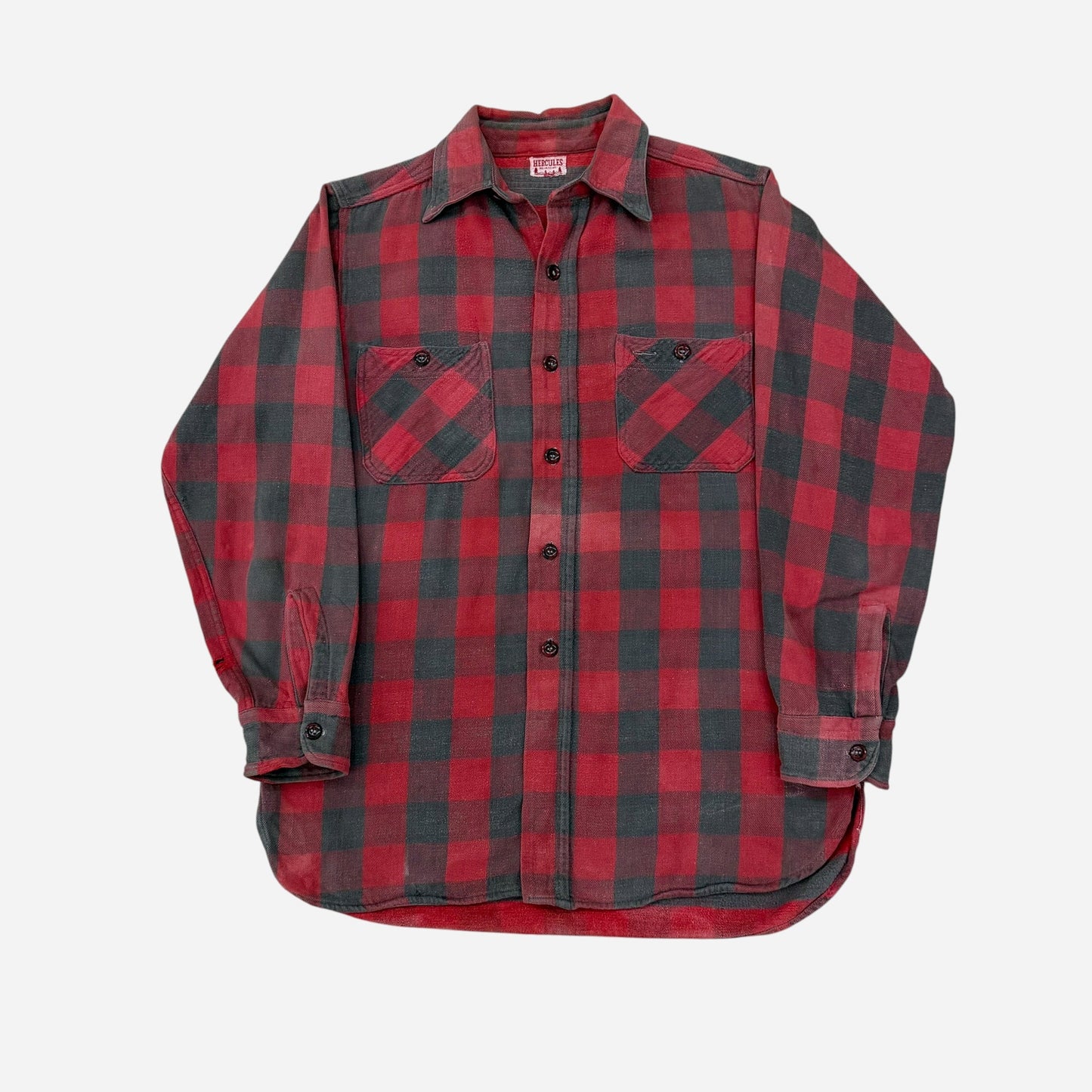 1940s 1950s Hercules red cotton flannel (S/M)