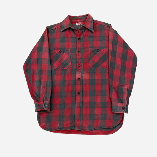 1940s 1950s Hercules red cotton flannel (S/M)