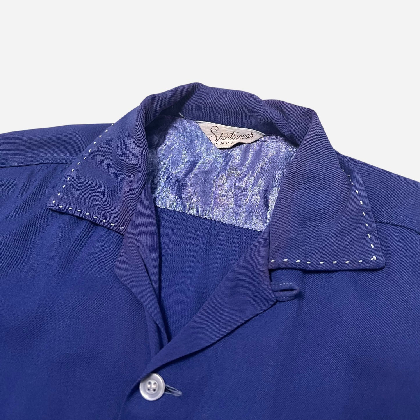 1950s Blue rayon loop collar shirt (M)