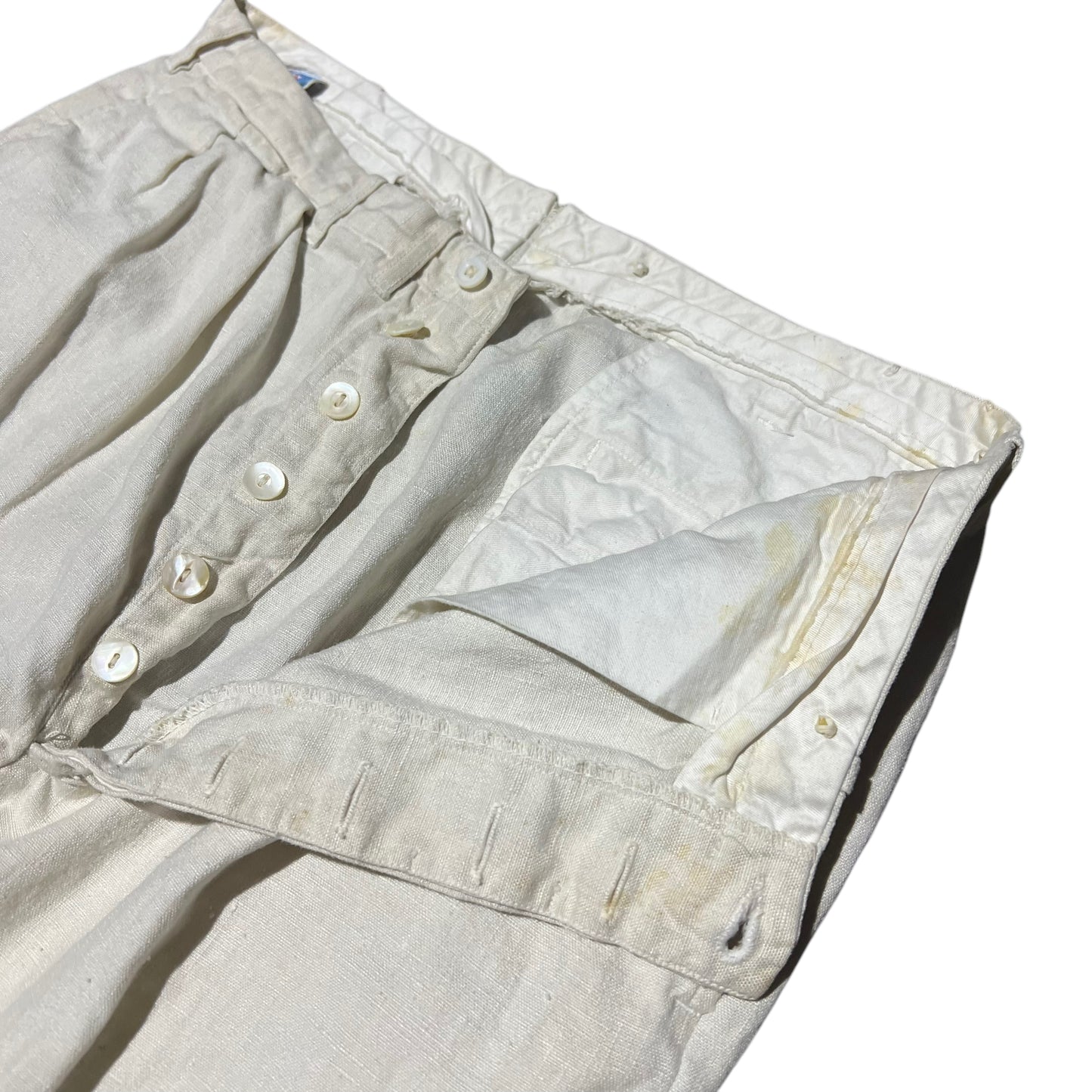 1930s Happy Man white linen pleated pants (29w)