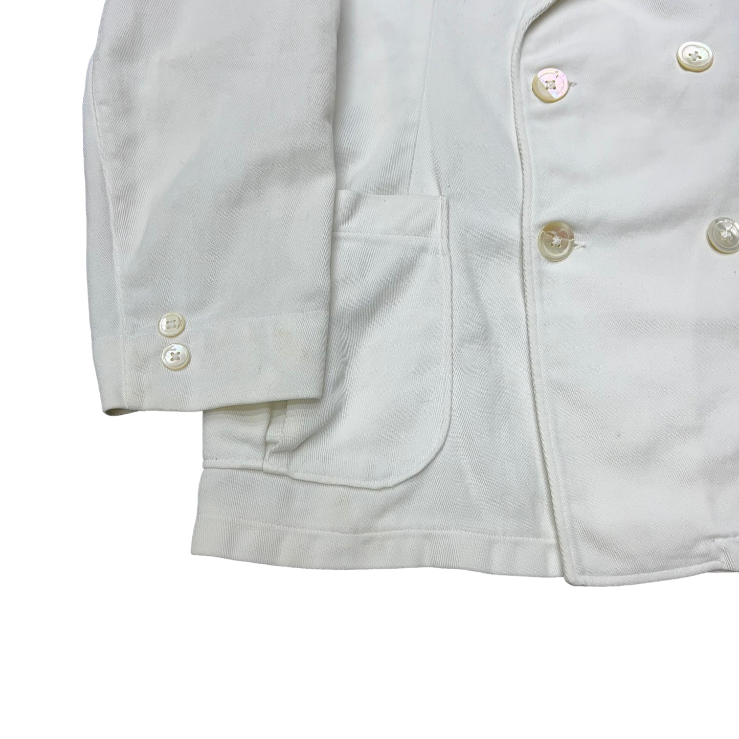 1930s White double breasted belt back summer jacket (S)