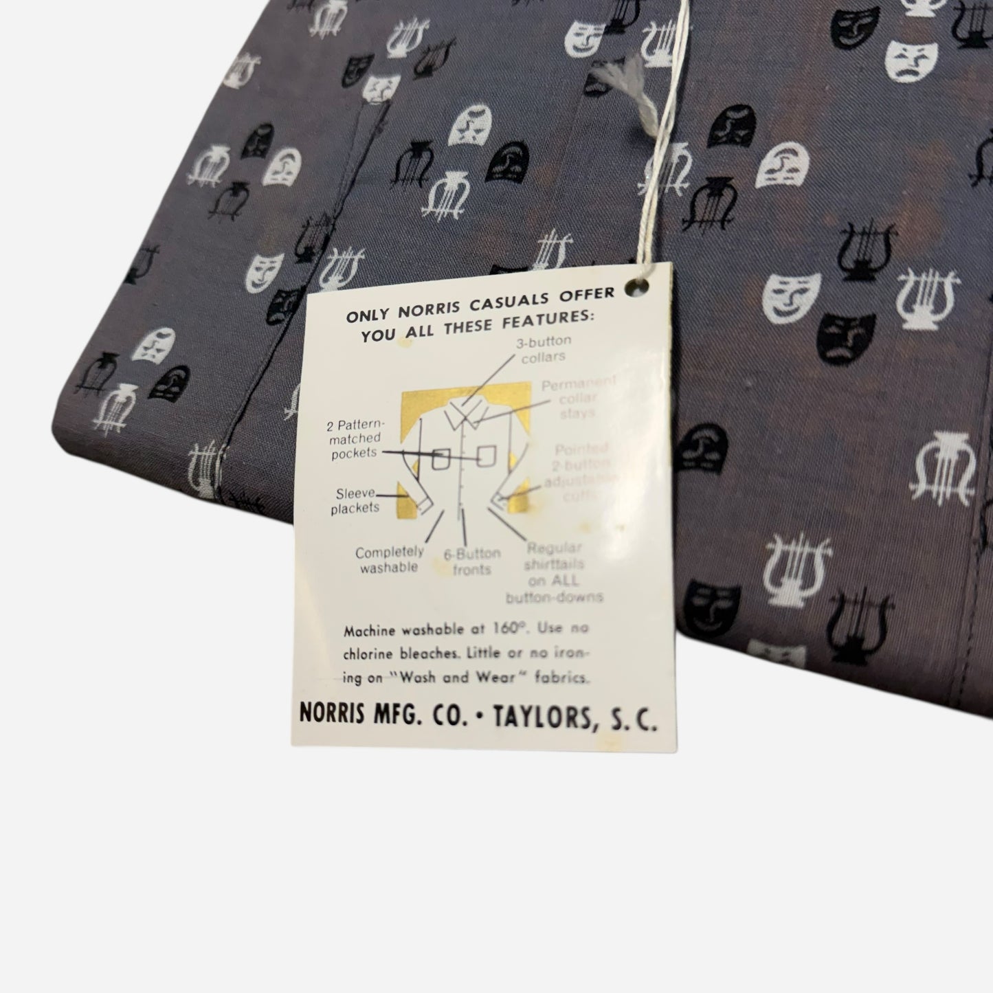 1960s NOS cotton pattern long sleeve shirt (M)