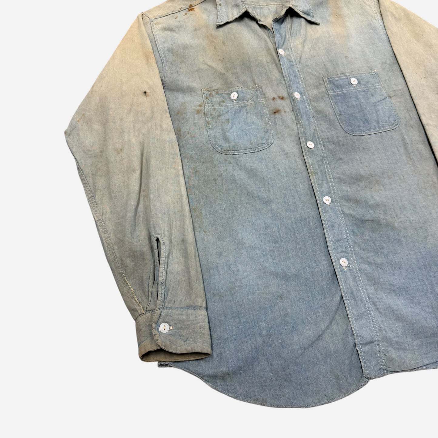 1940s Sun faded chambray shirt (L)