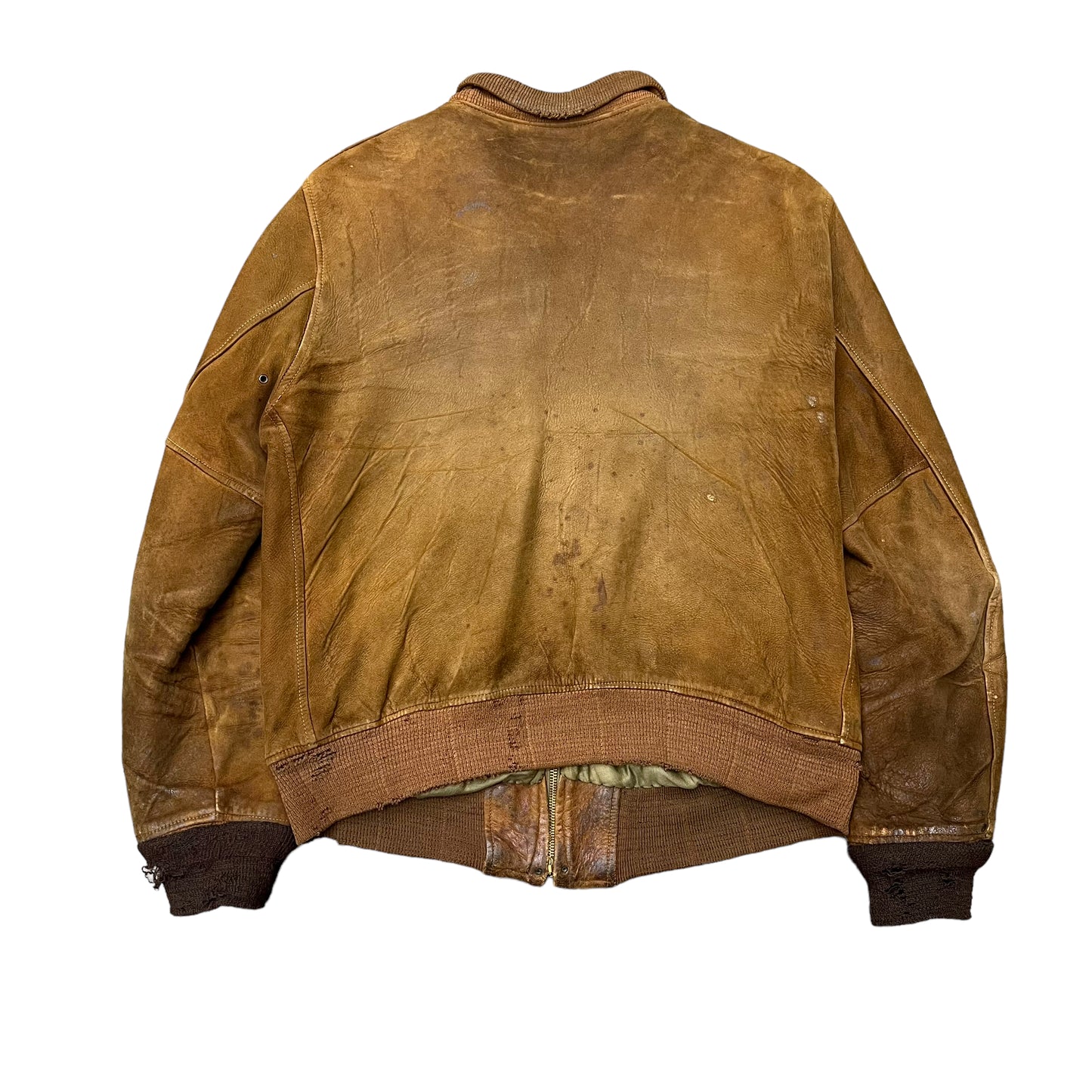 1930s Brown calfskin leather talon grommet zipper jacket (M/L)