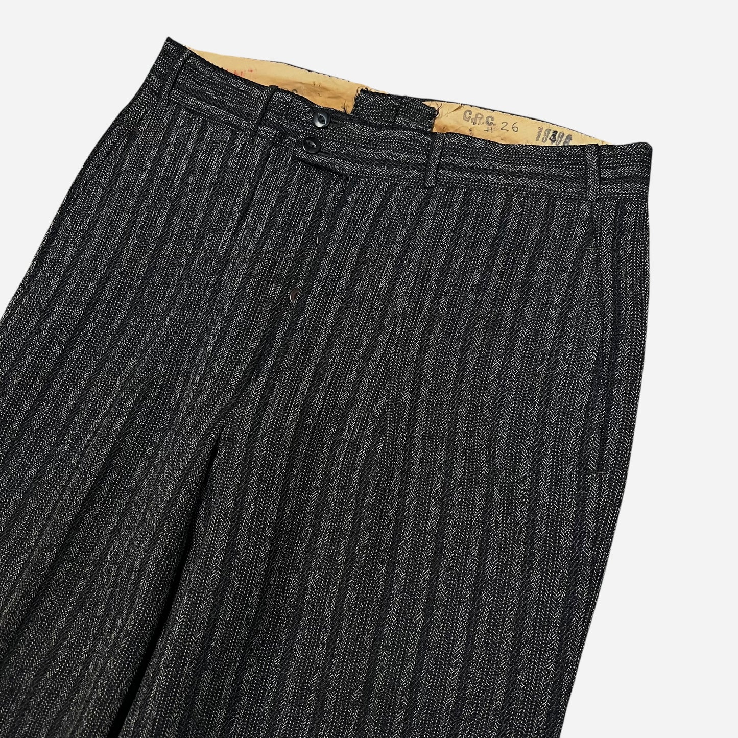 1930s Double button salt & pepper striped wool pants (31w)