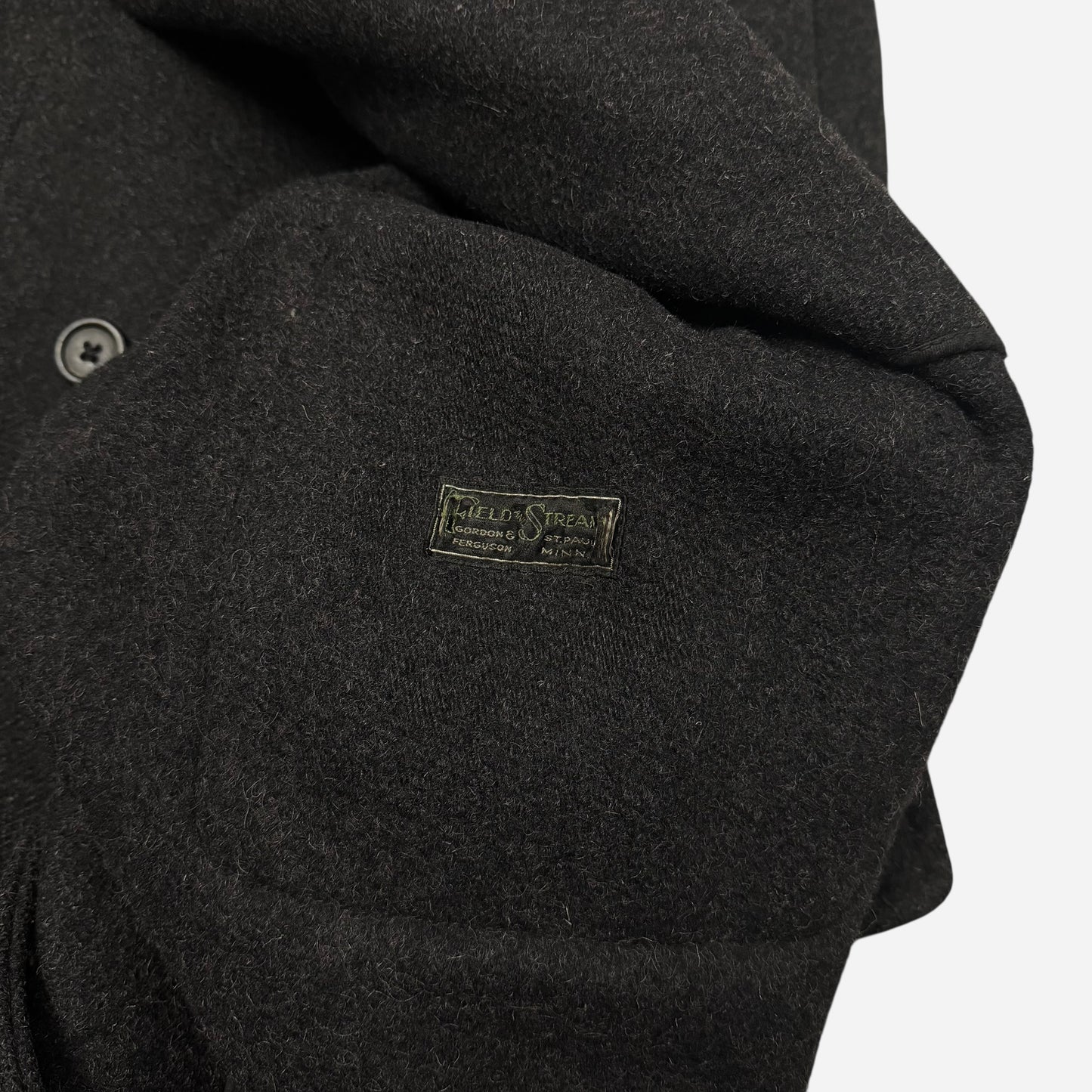 1930s Field & Stream black wool double breasted mackinaw coat (L/XL)