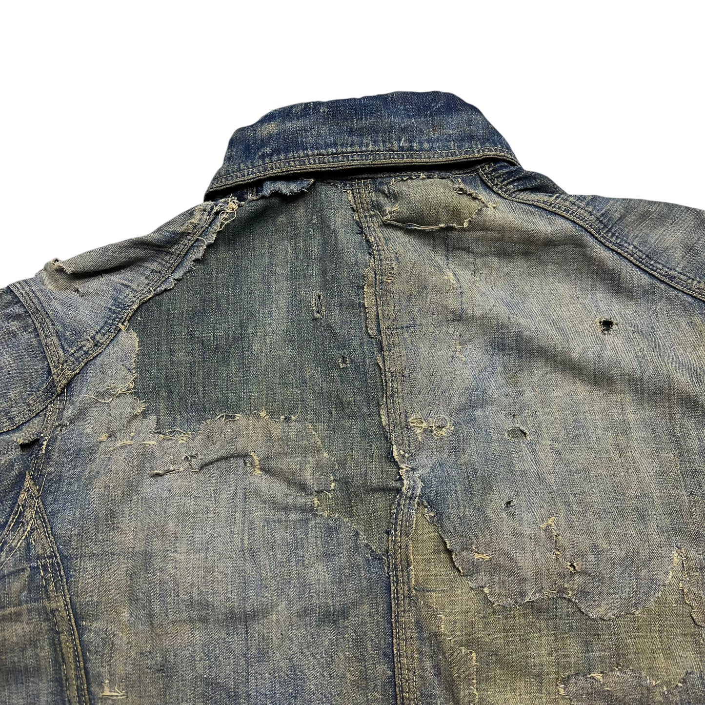 1920s Allen Overall repaired denim chore coat (M)