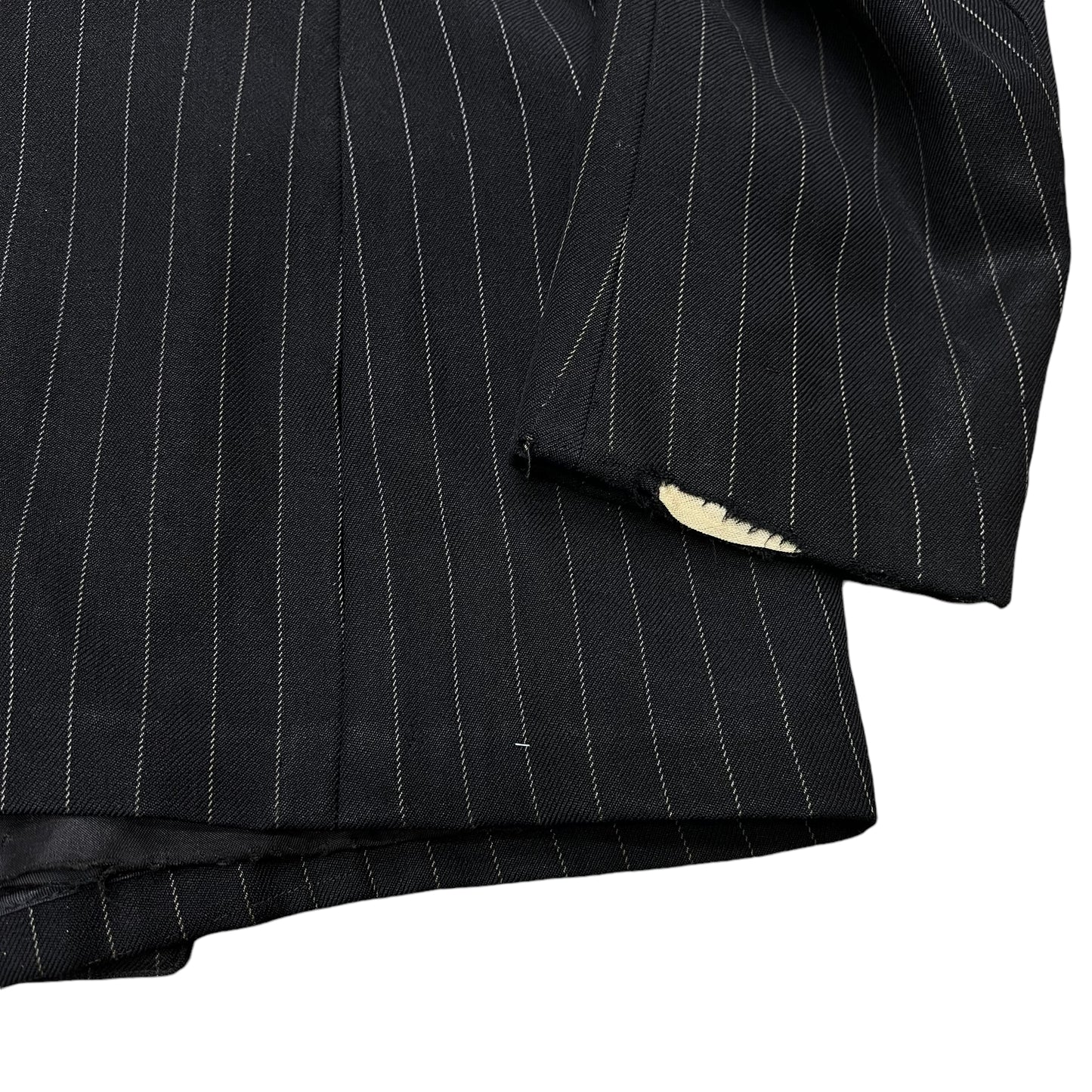 1930s Black double breasted pinstripe suit jacket (L)