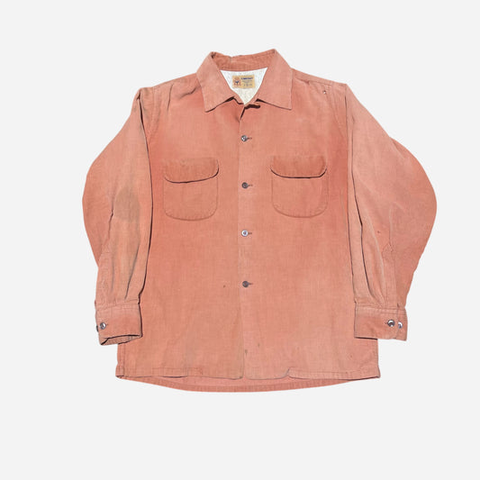 1950s Towncraft orange corduroy loop collar shirt (L)