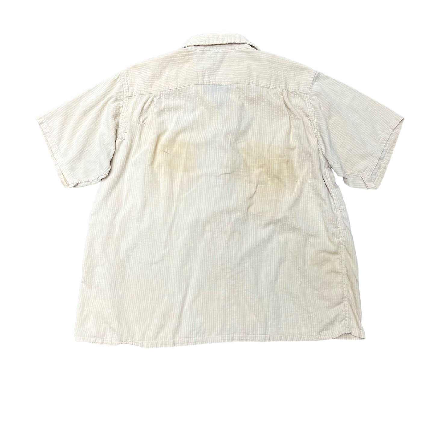 1950s Harper off-white seersucker loop collar shirt (L)