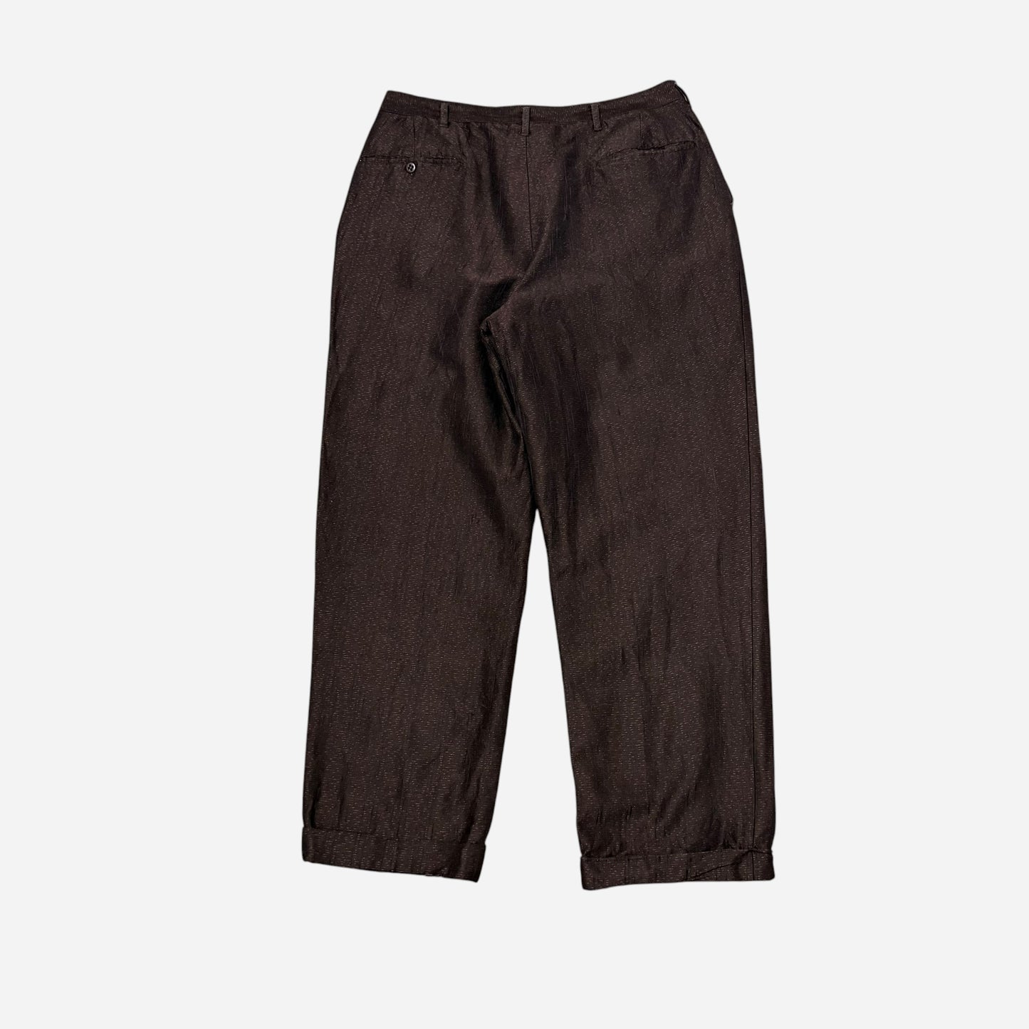 1940s Brown fleck pattern lightweight wool/cotton blend pleated pants (33w)