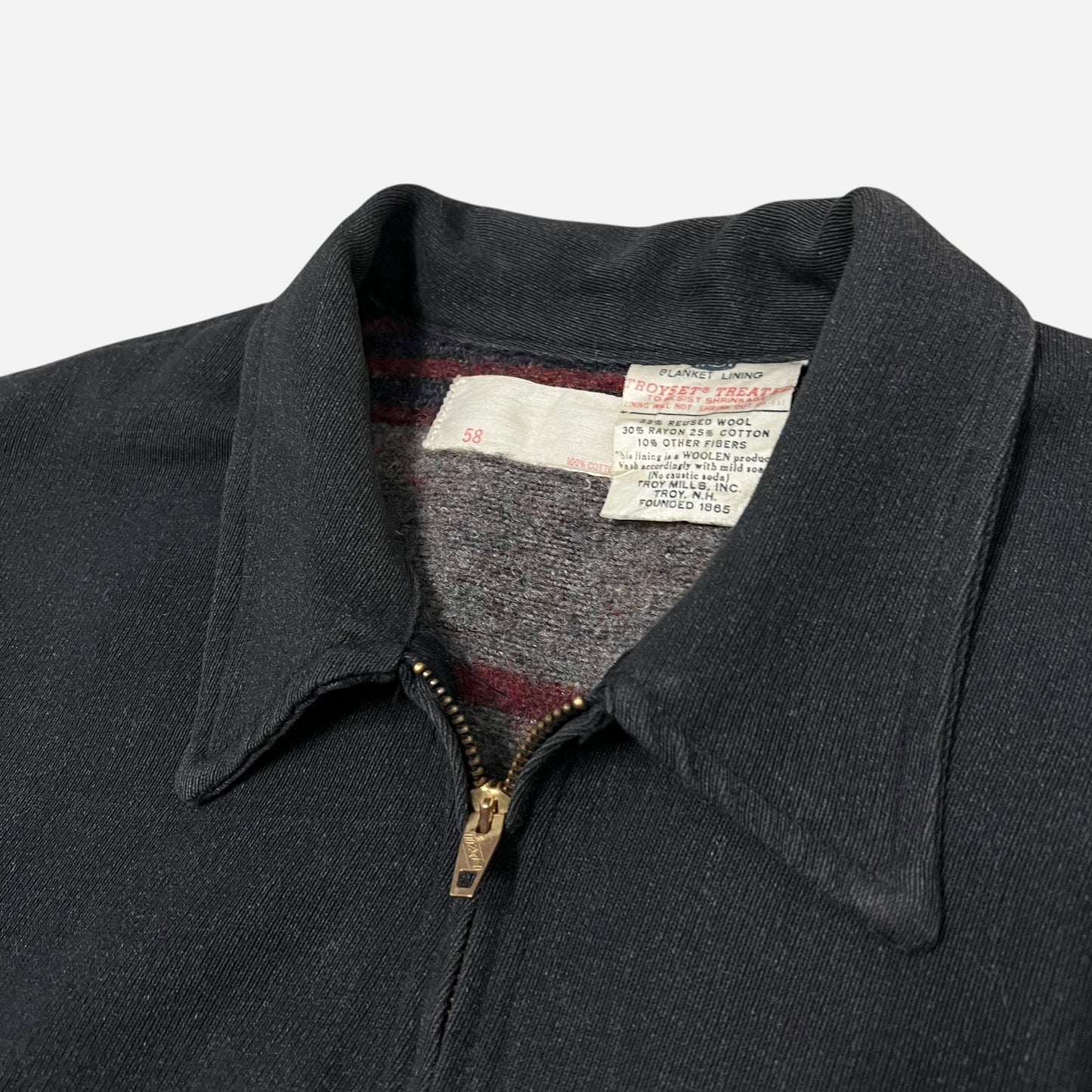 1960s Black cotton whipcord blanket lined jacket (XXL)