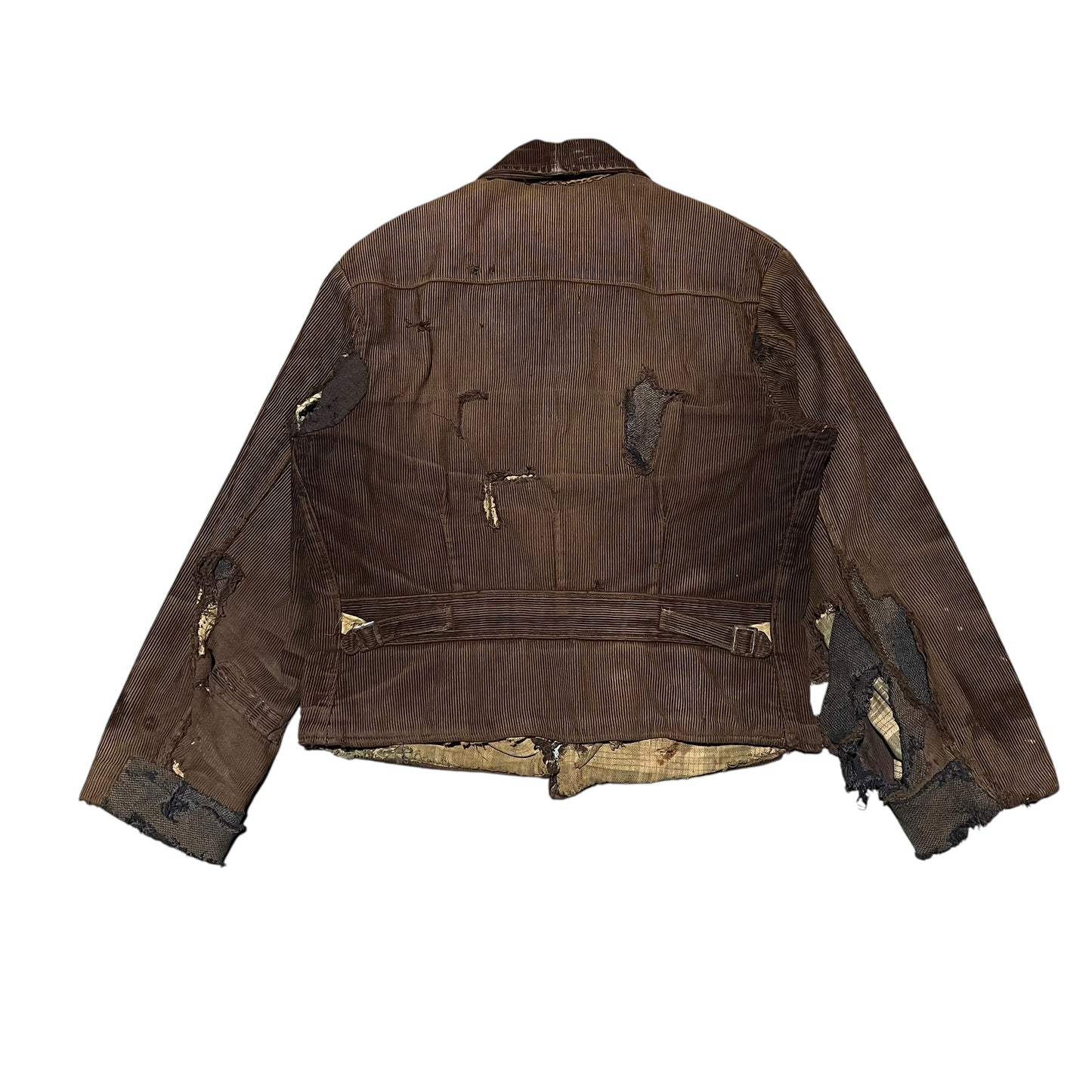 1930s Brown distressed sun faded corduroy work jacket (S/M)