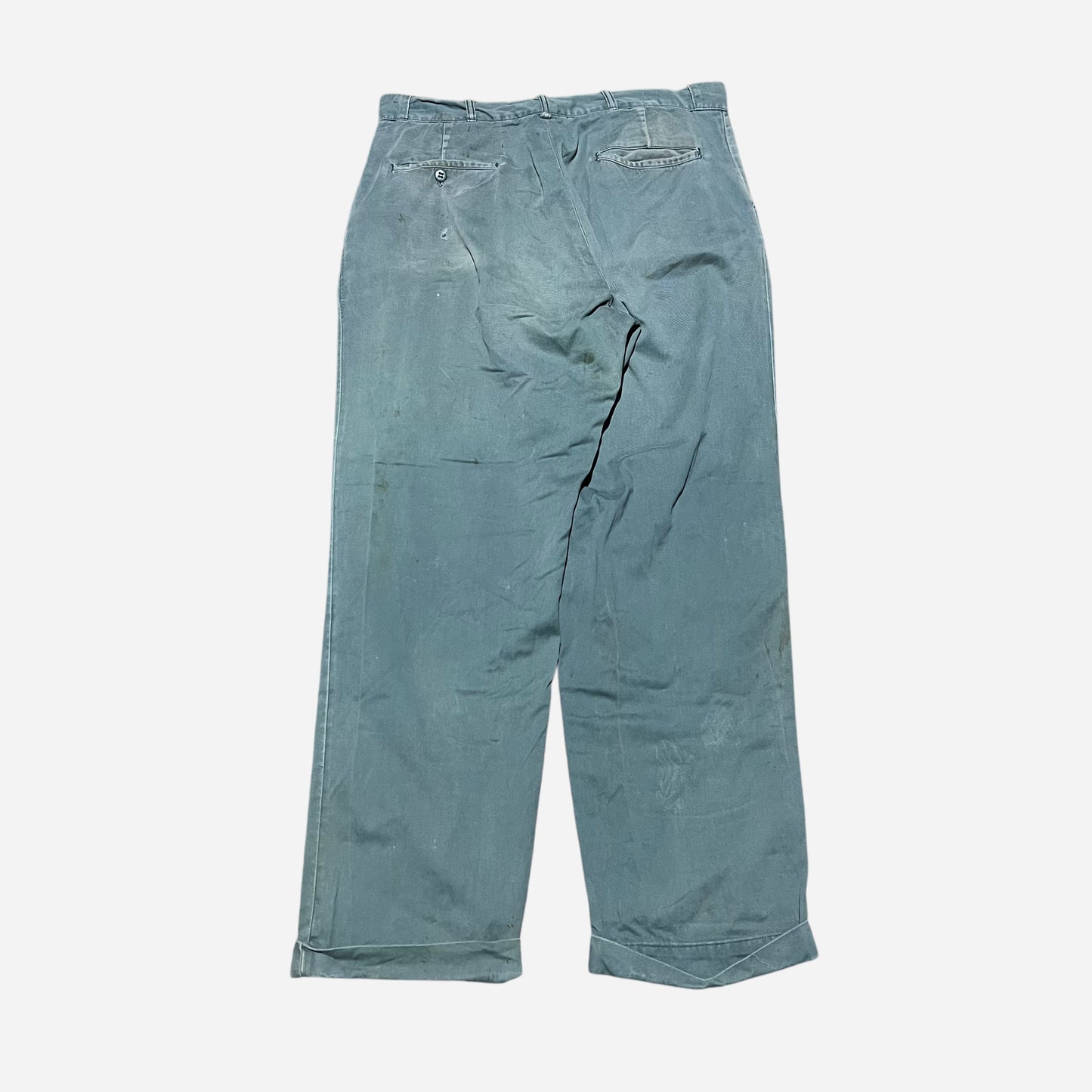 1960s Green sail cloth chino work pants (32w)