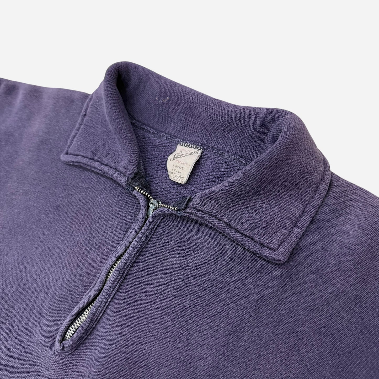 1950s Cotton quarter zip collared sweatshirt sun faded purple/blue (L)