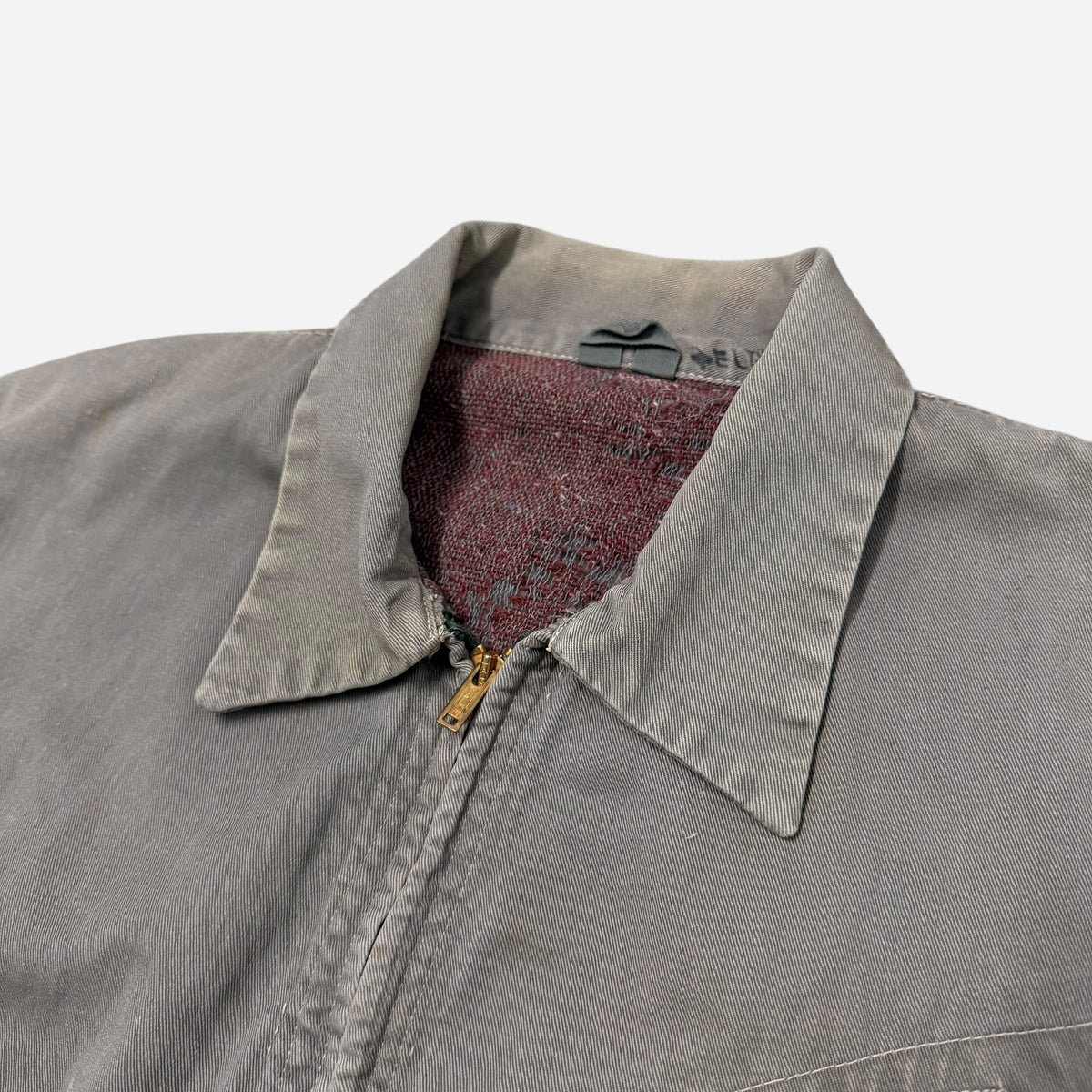 1950s Gray cotton blanket lined boxy work jacket (L)