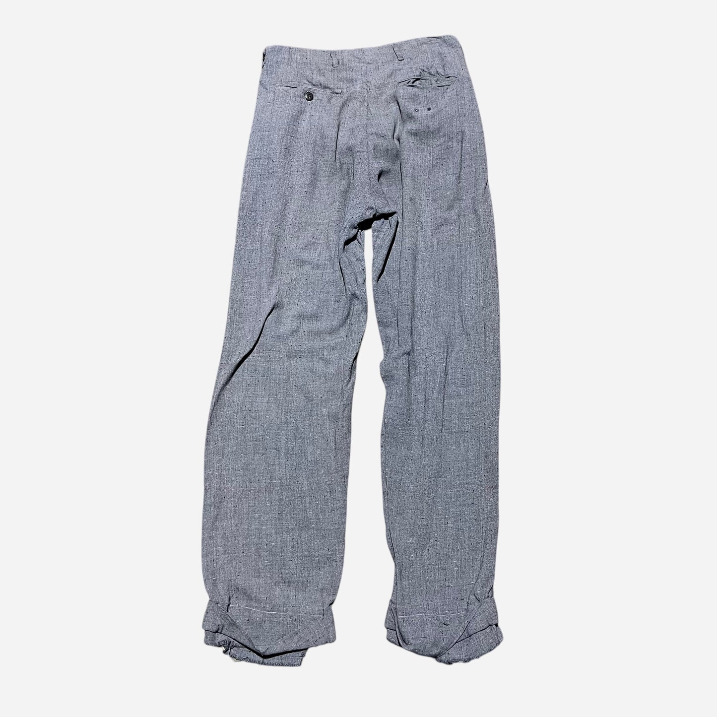 1950s Gray rayon pink/black fleck pleated pants (28w)
