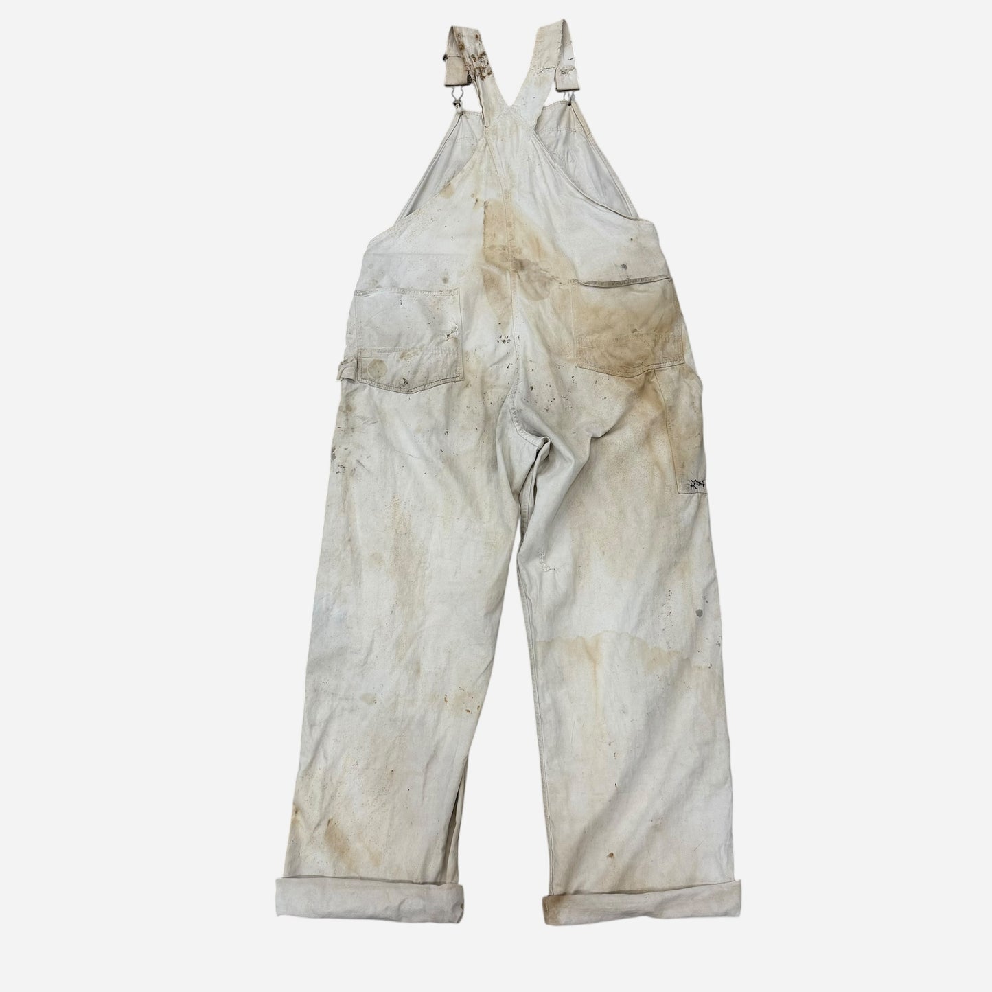 1930s 1940s N&W The Big Favorite white cotton repaired overalls (40w)
