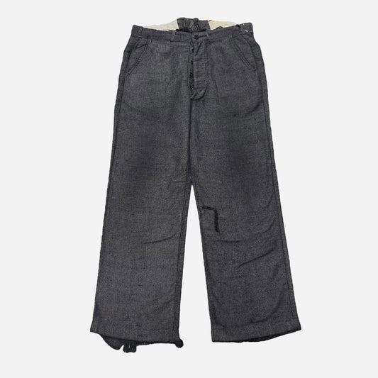 1950s Cone salt & pepper moleskin black button fly work pants (34w)