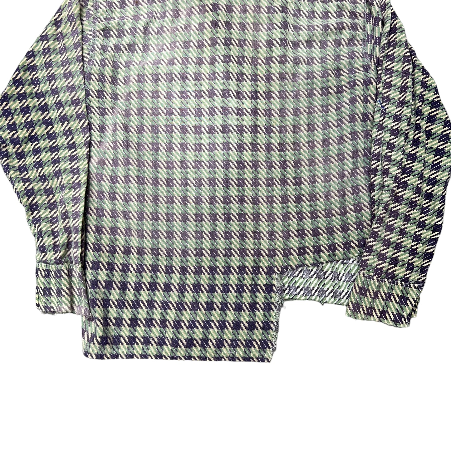 1950s Distressed green/purple houndstooth cotton shirt flannel (M)