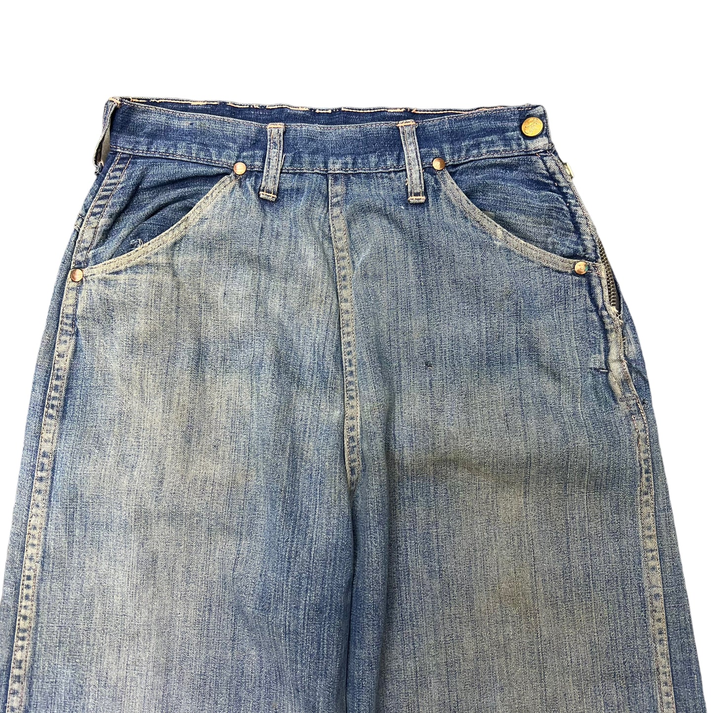 1950s Women’s blue bell side zip denim (25w)