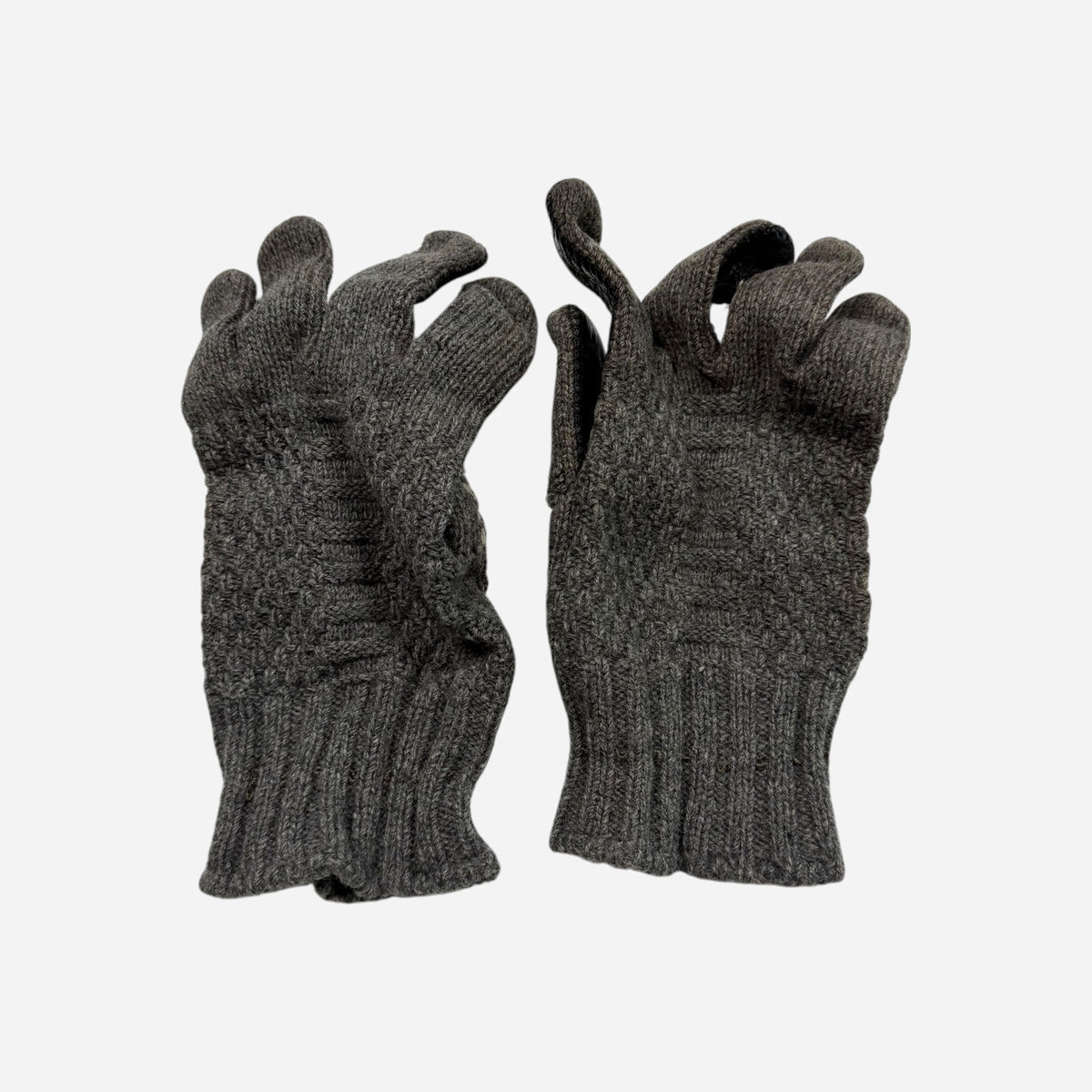 1940s Repaired wool & leather trim gloves (M)
