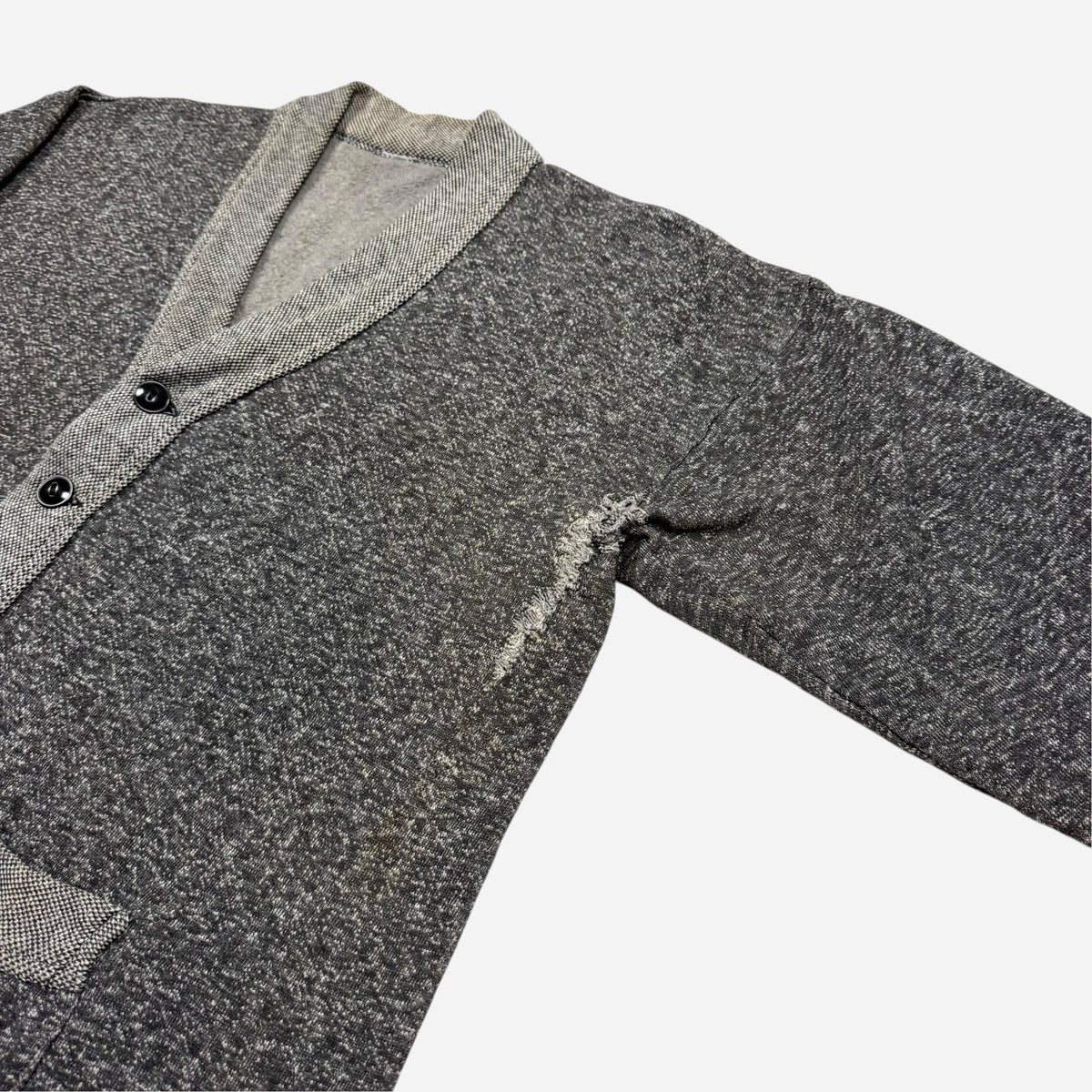 1940s Cotton salt & pepper sweatshirt cardigan (L/XL)