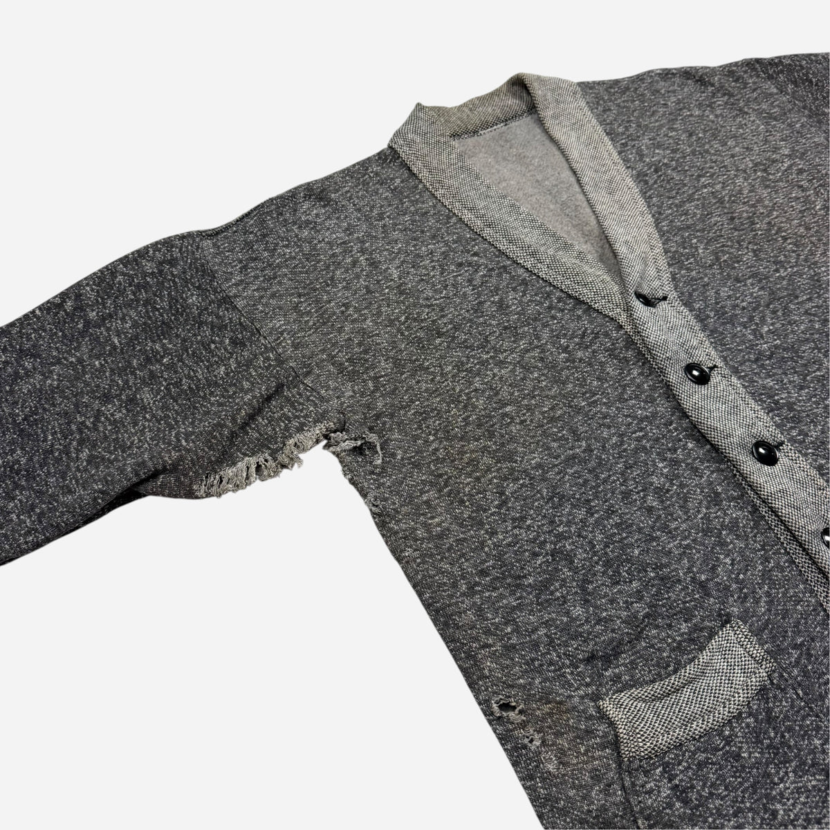 1940s Cotton salt & pepper sweatshirt cardigan (L/XL)