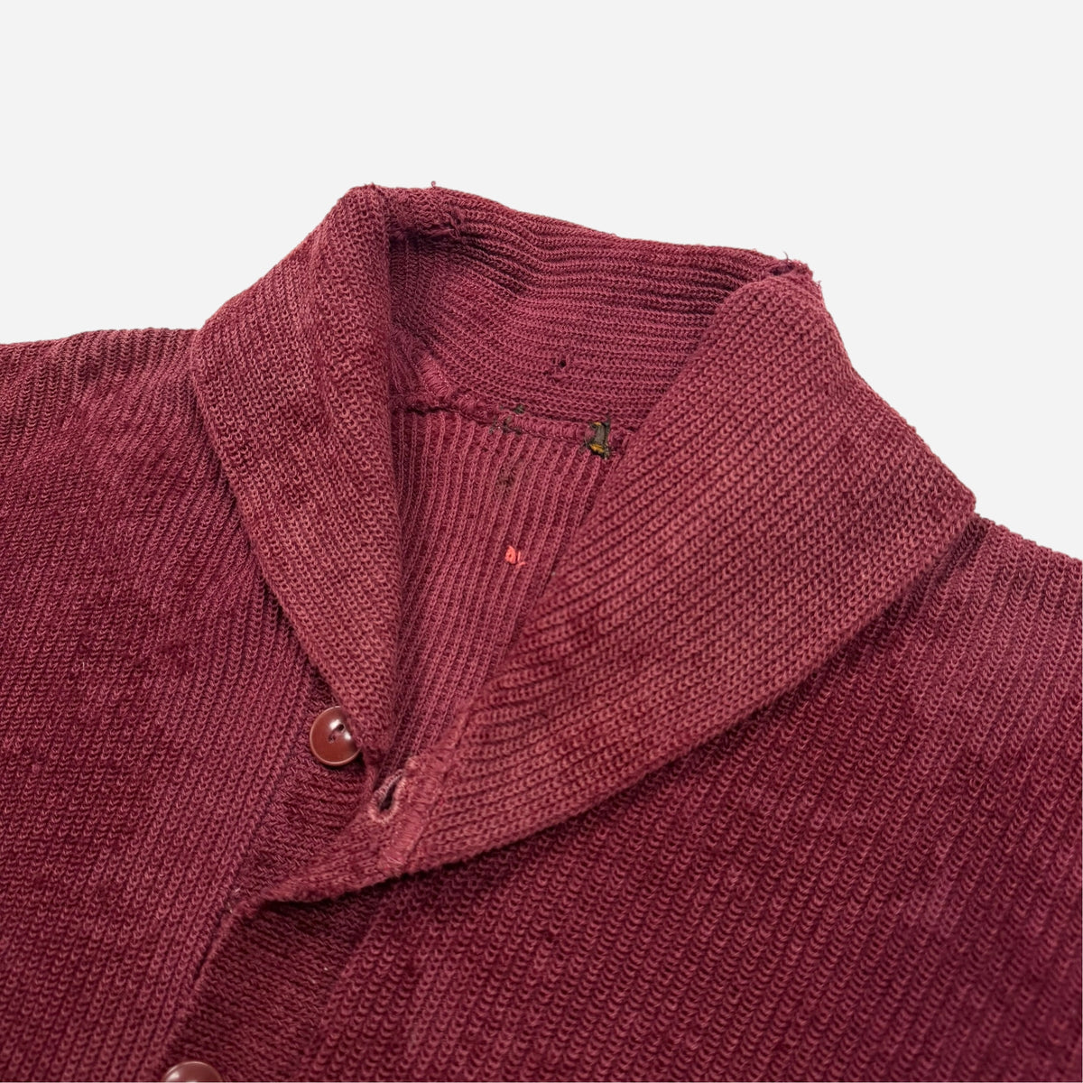 1930s Red wool shawl collar cardigan (M)