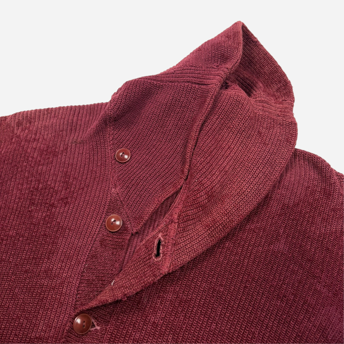 1930s Red wool shawl collar cardigan (M)
