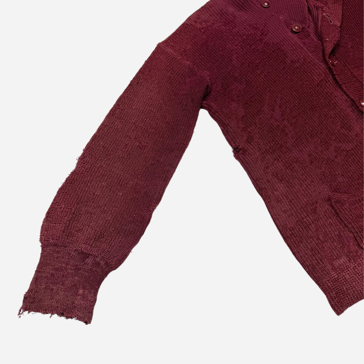 1930s Red wool shawl collar cardigan (M)