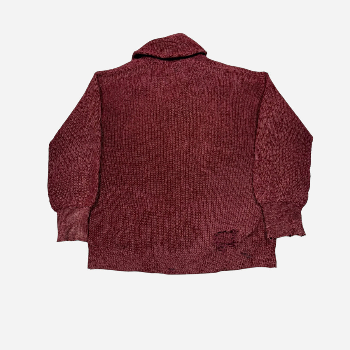 1930s Red wool shawl collar cardigan (M)