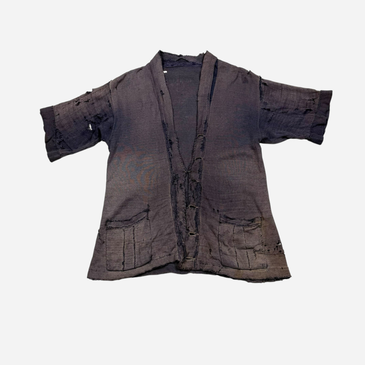 1940s Sun faded purple/blue cotton cardigan (M)