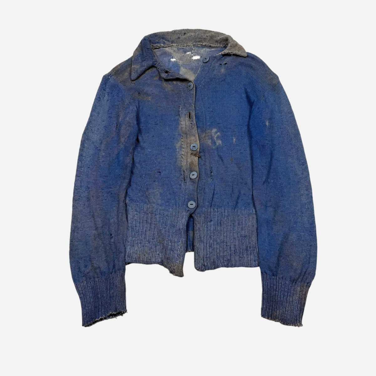 1930s Blue wool collared knit cardigan (M/L)