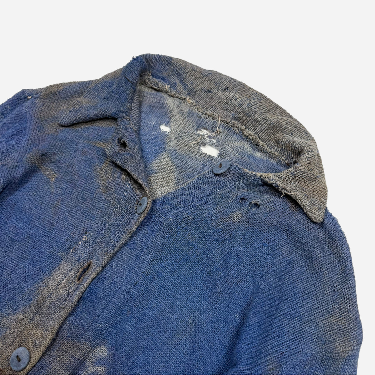 1930s Blue wool collared knit cardigan (M/L)