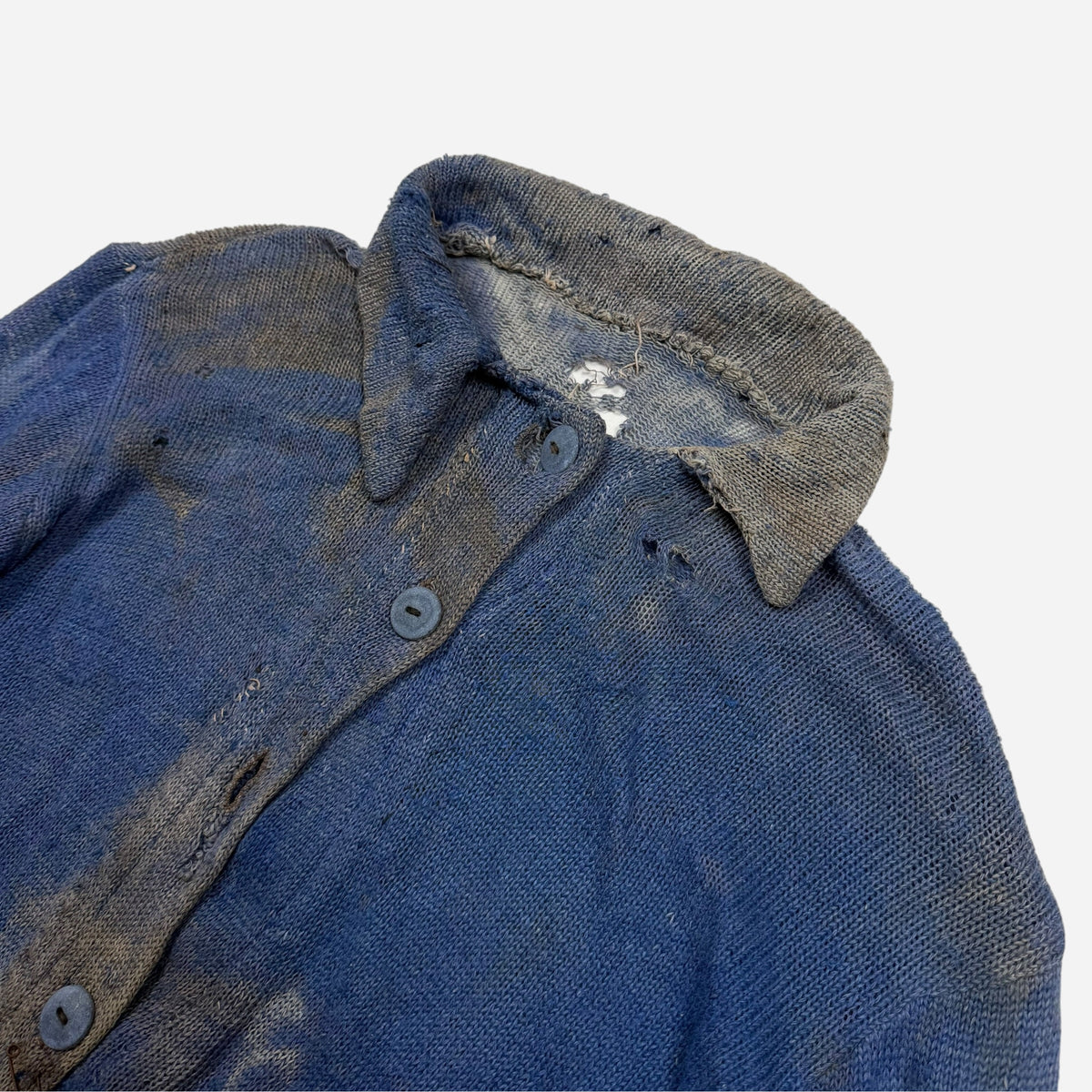 1930s Blue wool collared knit cardigan (M/L)