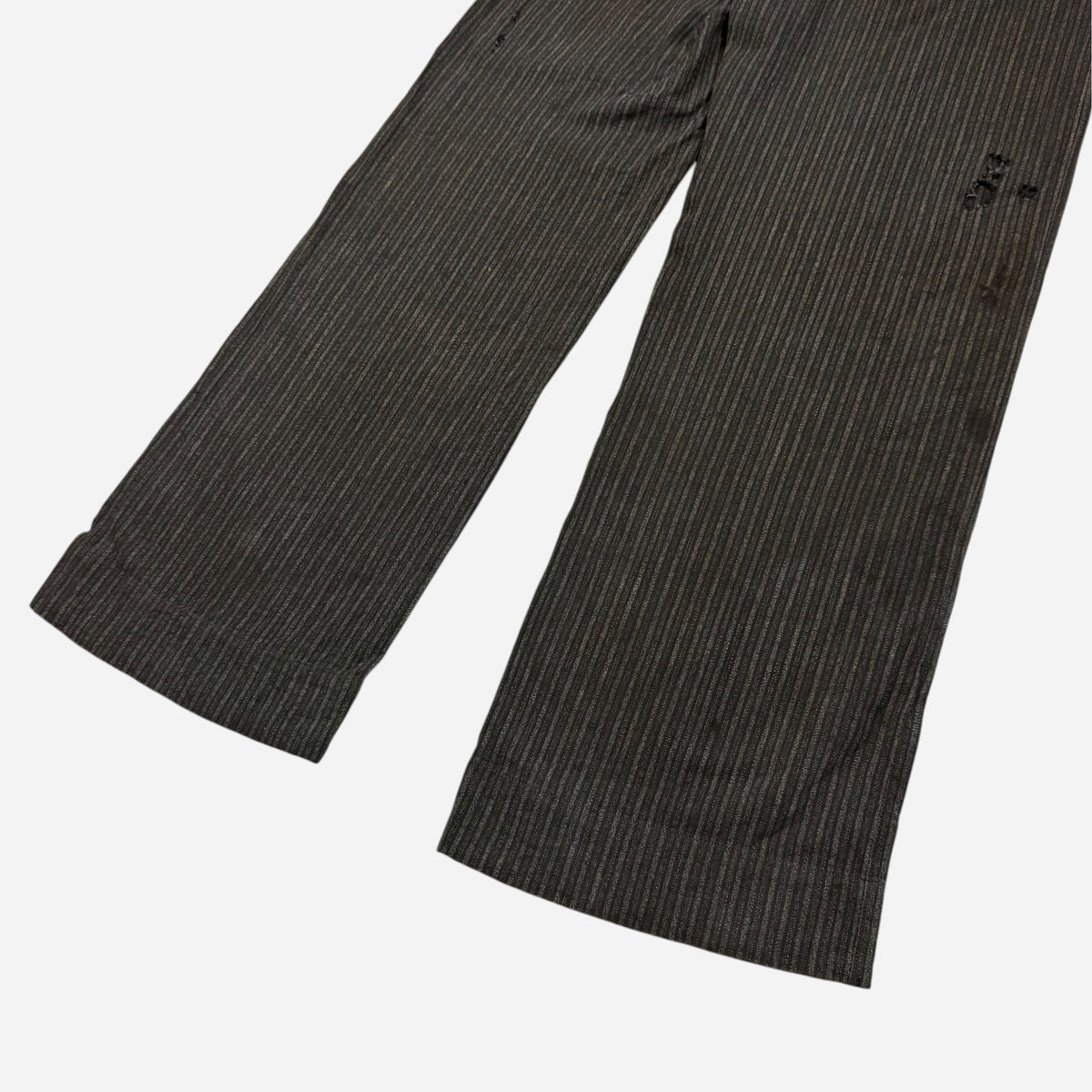 1930s Striped salt & pepper cotton/linen double button fly pants (31w)